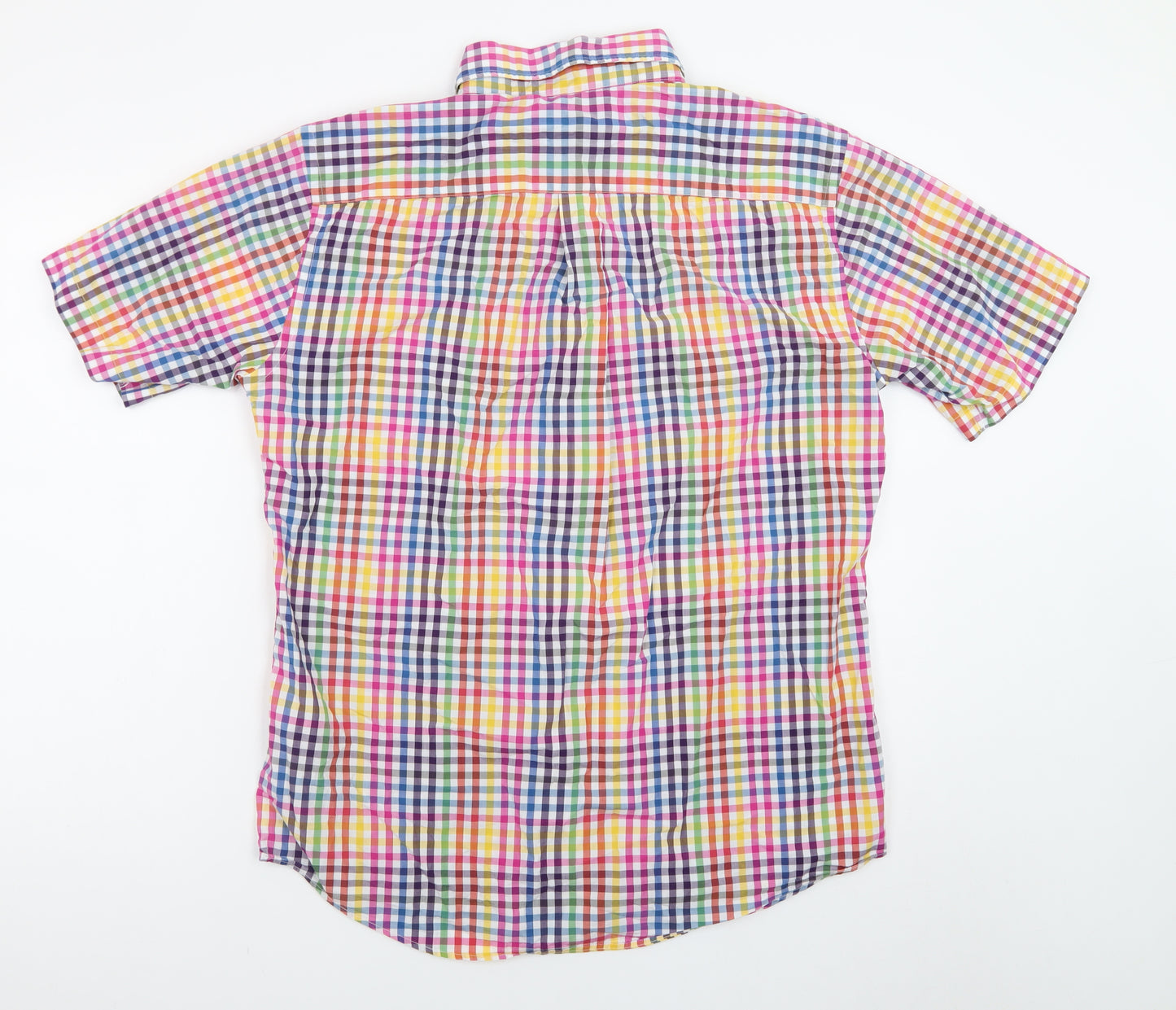 Fynch-Hatton Men's Multicoloured Checked Short Sleeve Cotton Button-Up Shirt M