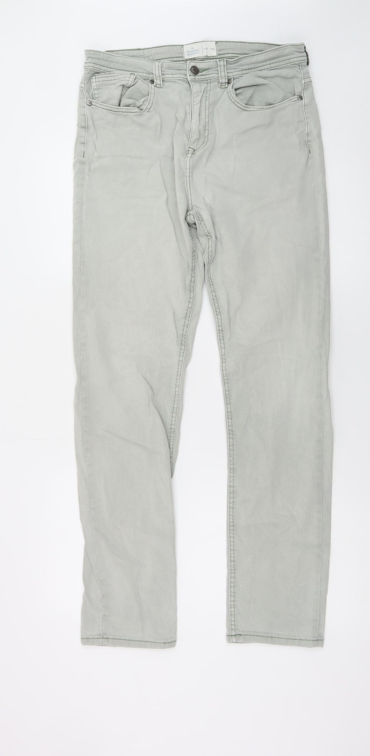 Springfield Mens Grey Slim Straight Jeans W32 M