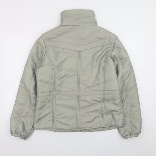 b.young Womens Grey L Puffer Jacket Quilted Mid-Length Coat