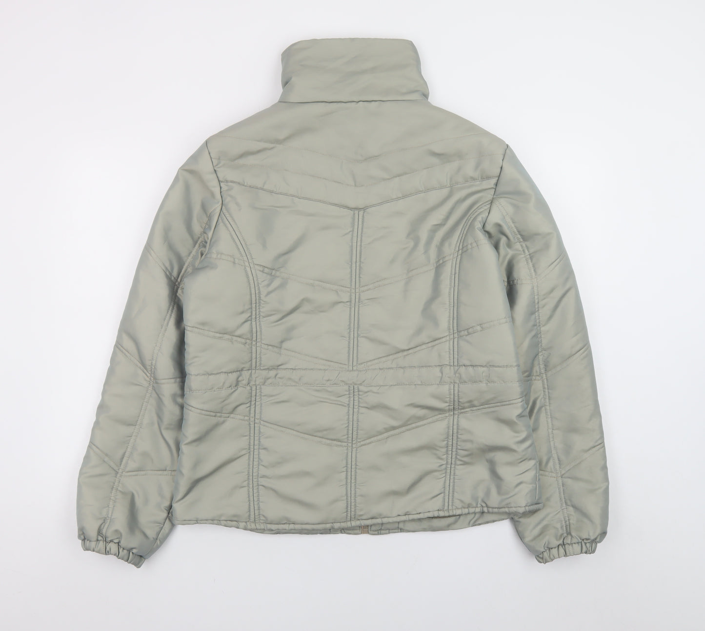 b.young Womens Grey L Puffer Jacket Quilted Mid-Length Coat