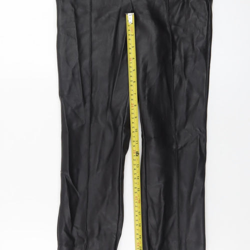 Zara Womens Black Faux Leather Skinny Trousers Size S