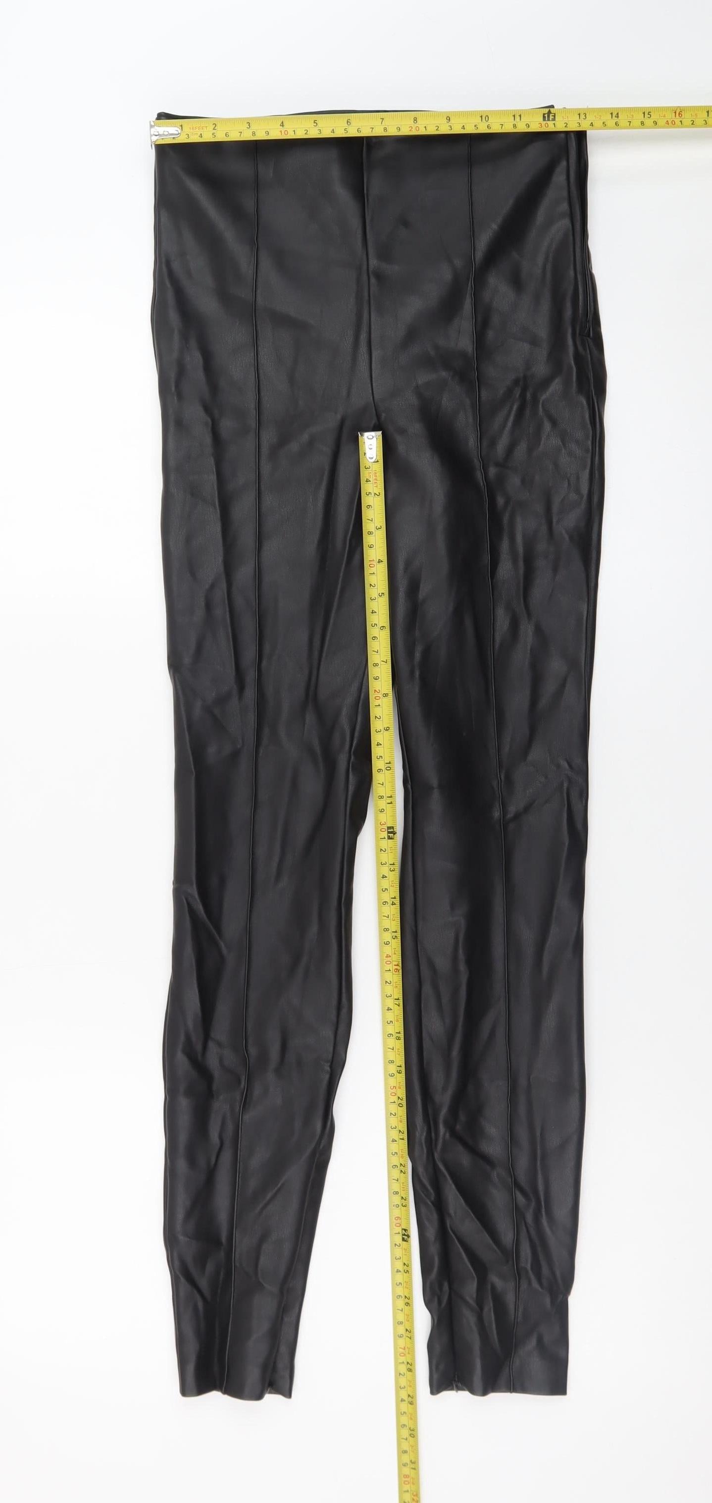 Zara Womens Black Faux Leather Skinny Trousers Size S