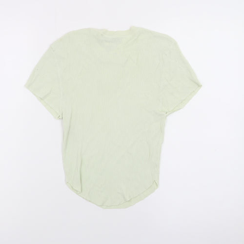 Zara Women Green Short Sleeve Ribbed Knit T-Shirt Size S