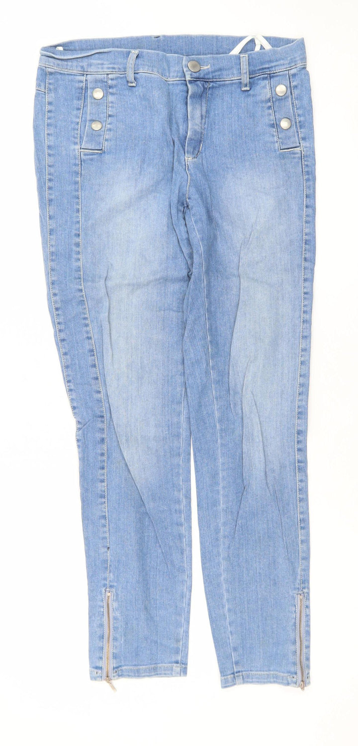2-Biz Women Blue Skinny Ankle Zip Jeans Size 10