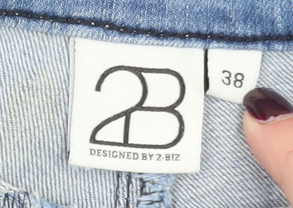 2-Biz Women Blue Skinny Ankle Zip Jeans Size 10