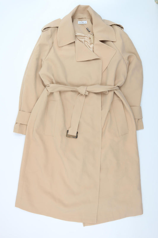 Gallery Womens Beige Size 20 Trench Coat Belted Classic Long Jacket