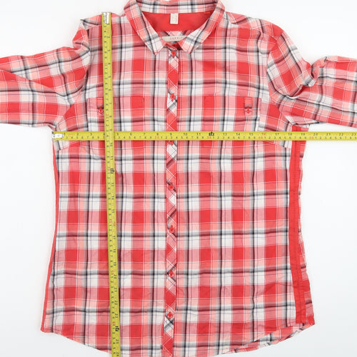 Esprit Women's Red Check Long Sleeve Cotton Button-Up Shirt Size 14