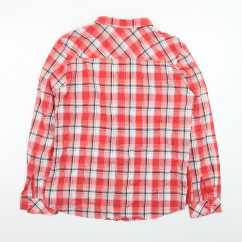 Esprit Women's Red Check Long Sleeve Cotton Button-Up Shirt Size 14