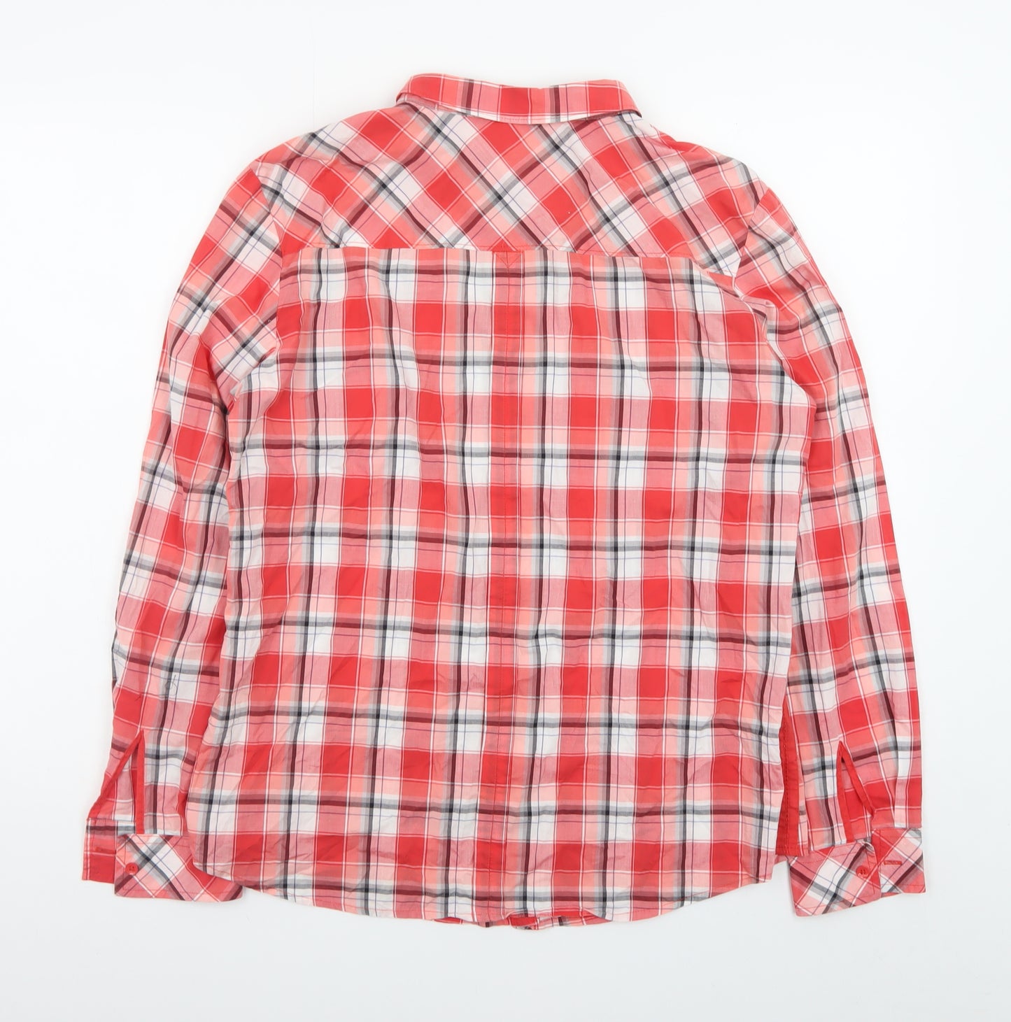 Esprit Women's Red Check Long Sleeve Cotton Button-Up Shirt Size 14