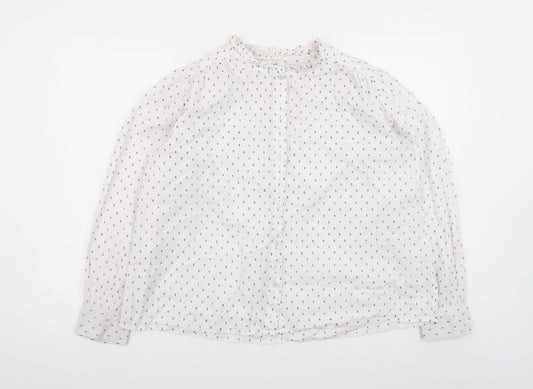 Marks and Spencer Women’s White Polka Dot Long Sleeve Cotton Blouse Size 14