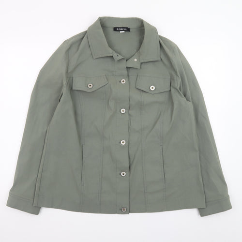 Robell Womens Green Button-Up Long Sleeve Shirt Size 20
