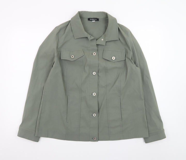 Robell Womens Green Button-Up Long Sleeve Shirt Size 20