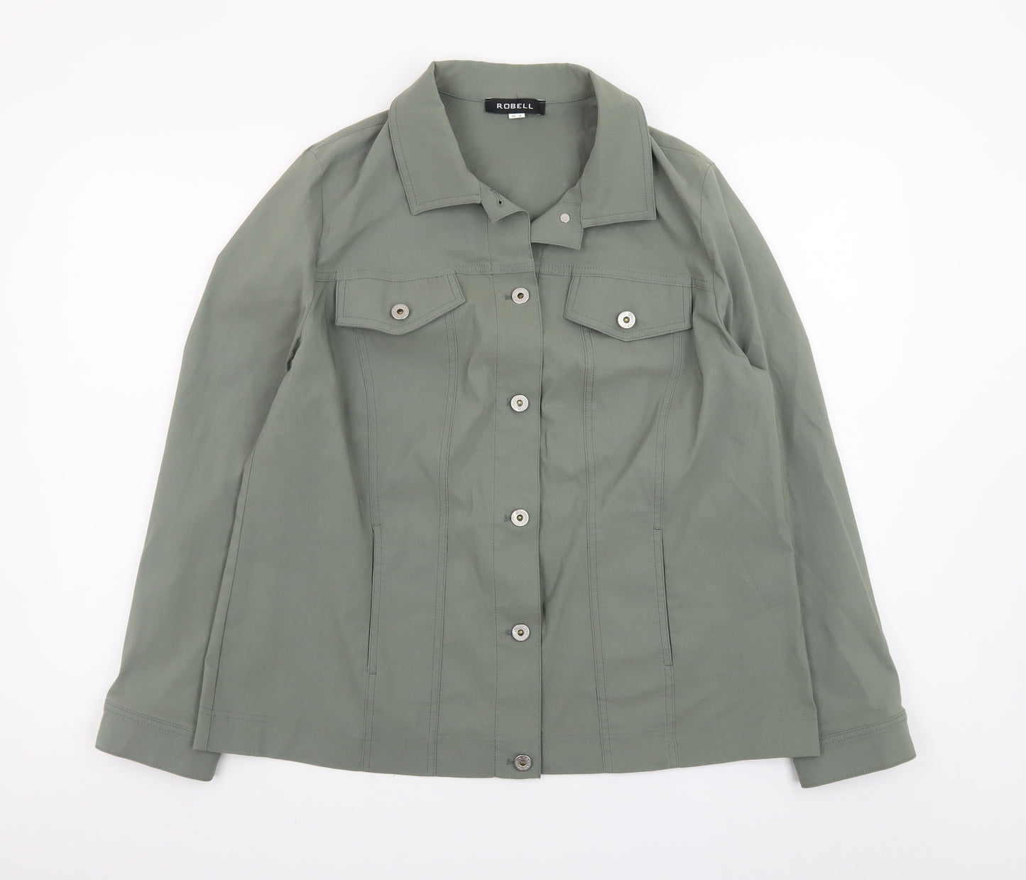Robell Womens Green Button-Up Long Sleeve Shirt Size 20