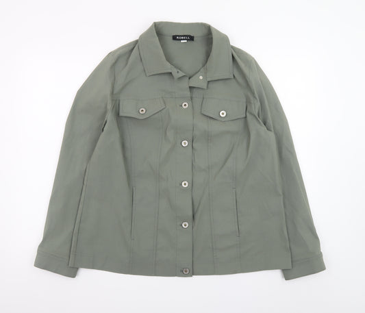 Robell Womens Green Button-Up Long Sleeve Shirt Size 20