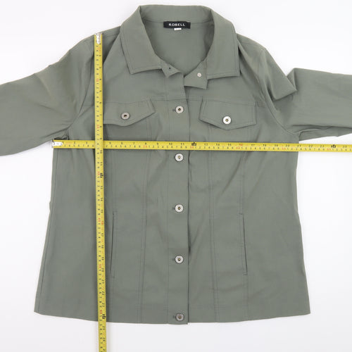 Robell Womens Green Button-Up Long Sleeve Shirt Size 20