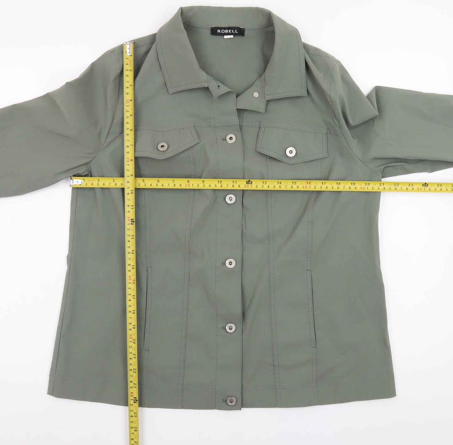 Robell Womens Green Button-Up Long Sleeve Shirt Size 20