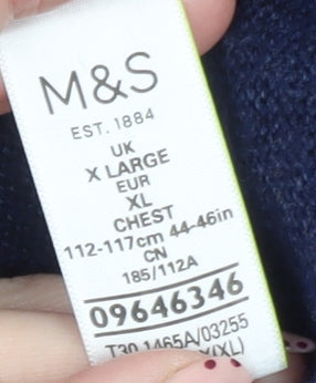 Marks and Spencer Men’s Blue XL Crew Neck Wool Cashmere Jumper