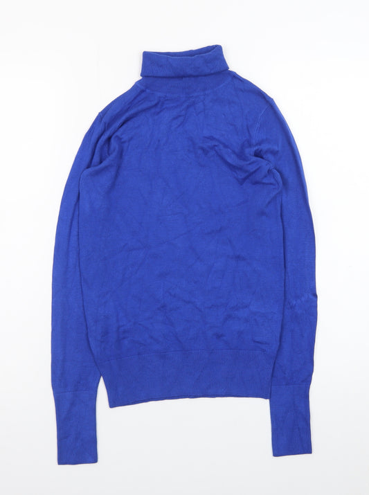 Dunnes Stores Women Blue Roll Neck Long Sleeve Jumper Size S