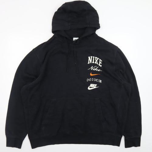 Nike Men's Black 2XL Pullover Hoodie Fleece Logo Sweatshirt