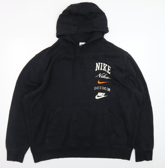 Nike Men's Black 2XL Pullover Hoodie Fleece Logo Sweatshirt