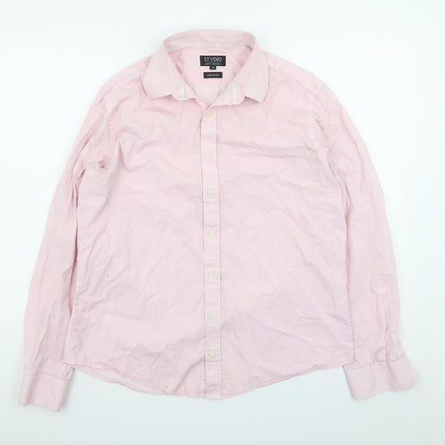 Jeff Banks Men’s Pink Pure Cotton Long Sleeve Button-Up Shirt Size 16