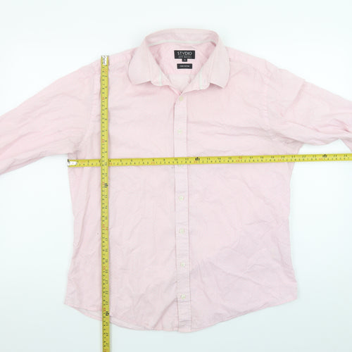 Jeff Banks Men’s Pink Pure Cotton Long Sleeve Button-Up Shirt Size 16