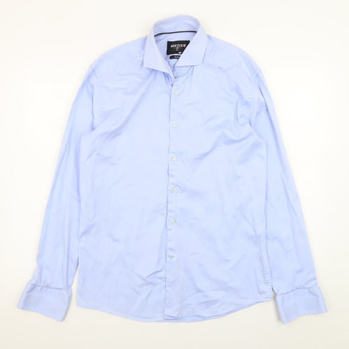 WAM Denim Men Blue XL Slim Fit Long Sleeve Dress Shirt