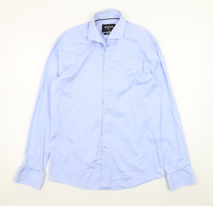 WAM Denim Men Blue XL Slim Fit Long Sleeve Dress Shirt