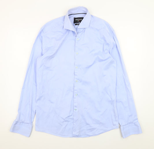 WAM Denim Men Blue XL Slim Fit Long Sleeve Dress Shirt