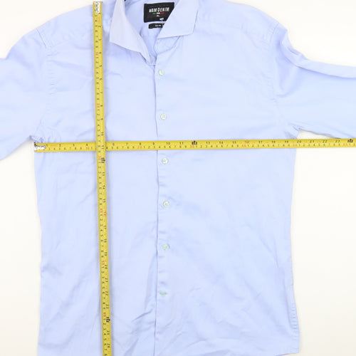 WAM Denim Men Blue XL Slim Fit Long Sleeve Dress Shirt