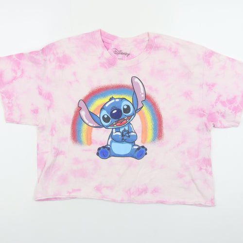 Disney Women Pink Stitch T-Shirt Nightshirt M Cartoon Graphic