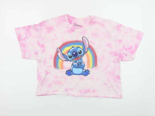 Disney Women Pink Stitch T-Shirt Nightshirt M Cartoon Graphic