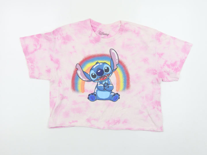Disney Women Pink Stitch T-Shirt Nightshirt M Cartoon Graphic