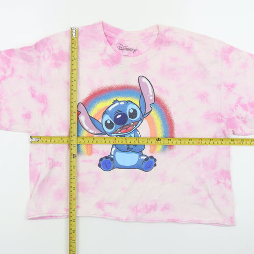 Disney Women Pink Stitch T-Shirt Nightshirt M Cartoon Graphic