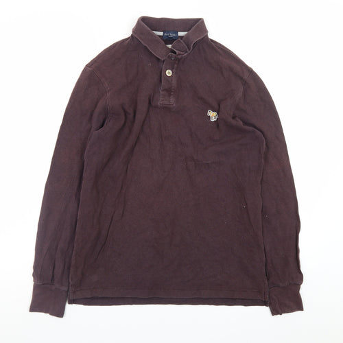 Paul Smith Mens Brown Long Sleeve Cotton Polo Shirt Size S