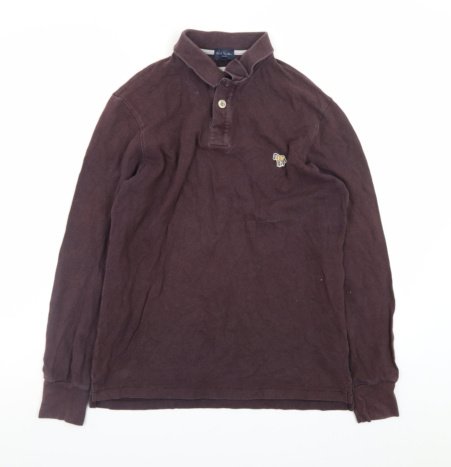 Paul Smith Mens Brown Long Sleeve Cotton Polo Shirt Size S