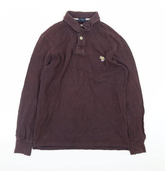 Paul Smith Mens Brown Long Sleeve Cotton Polo Shirt Size S