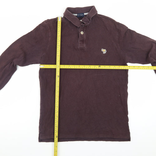 Paul Smith Mens Brown Long Sleeve Cotton Polo Shirt Size S