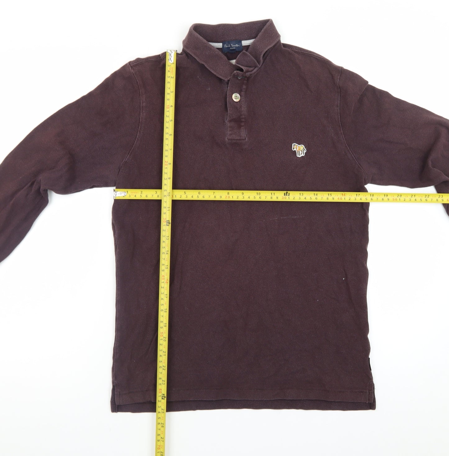 Paul Smith Mens Brown Long Sleeve Cotton Polo Shirt Size S