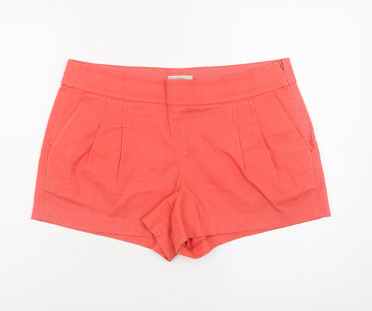 J.Crew Women's Orange Chino Shorts Size 10 Pleated Pockets Casual