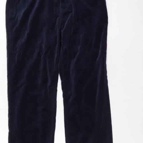 Marks and Spencer Women's Blue Velvet Straight Trousers Size 8 Short