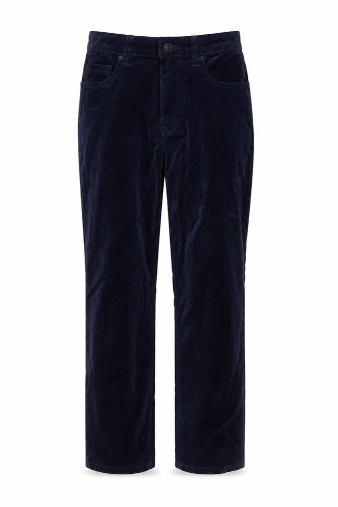 Marks and Spencer Women's Blue Velvet Straight Trousers Size 8 Short