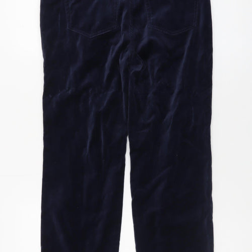 Marks and Spencer Women's Blue Velvet Straight Trousers Size 8 Short