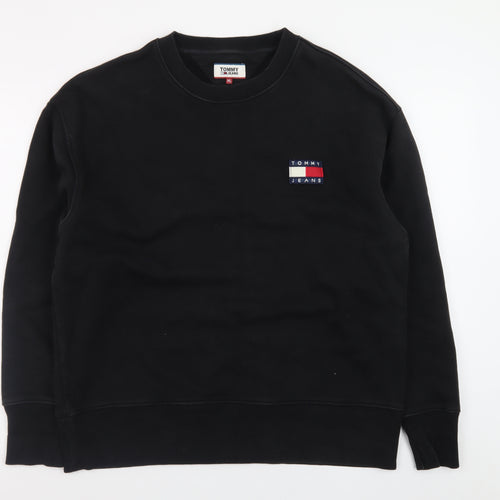 Tommy Jeans Mens Black XL Crew Neck Pullover Sweatshirt