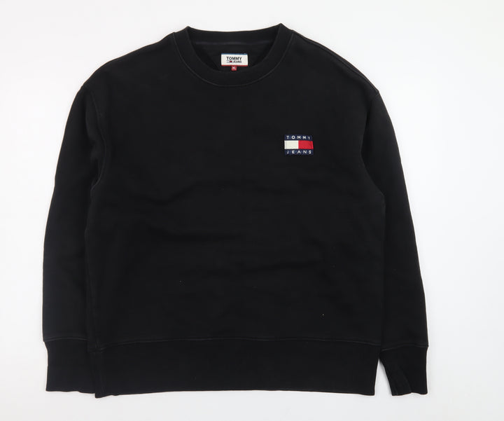 Tommy Jeans Mens Black XL Crew Neck Pullover Sweatshirt