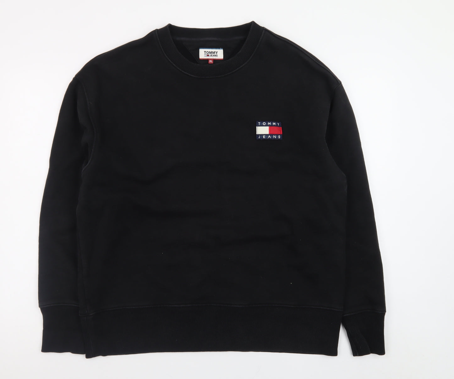 Tommy Jeans Mens Black XL Crew Neck Pullover Sweatshirt