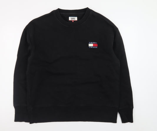Tommy Jeans Mens Black XL Crew Neck Pullover Sweatshirt