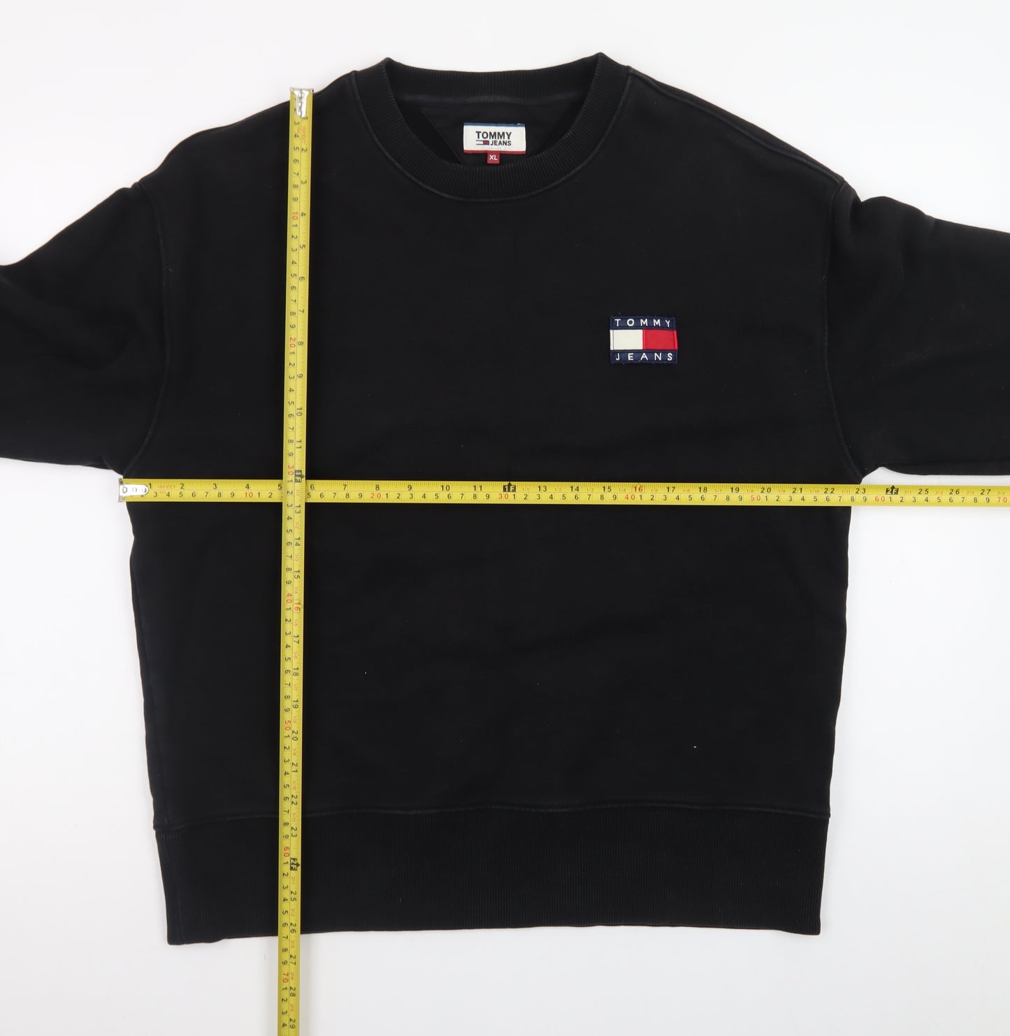 Tommy Jeans Mens Black XL Crew Neck Pullover Sweatshirt