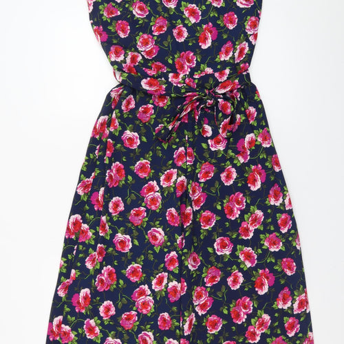 Warehouse Women's Multicoloured Floral Sleeveless Wide-Leg Jumpsuit Size 10