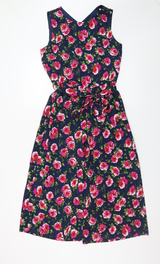 Warehouse Women's Multicoloured Floral Sleeveless Wide-Leg Jumpsuit Size 10